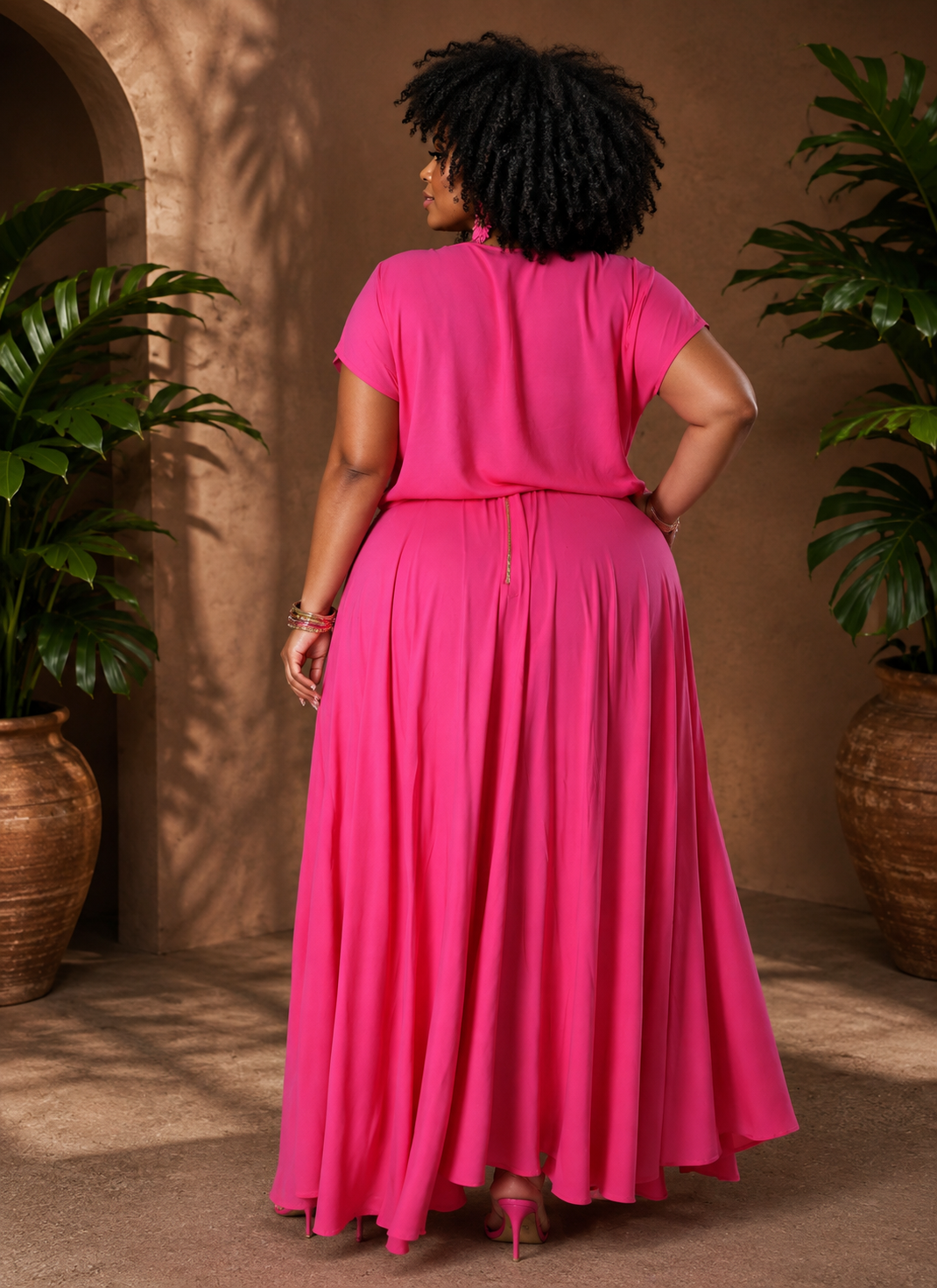 Pretty in Pink Pleated Two-Piece Set