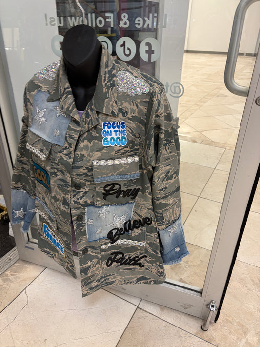 Faith Over Fear Camo Statement Jacket