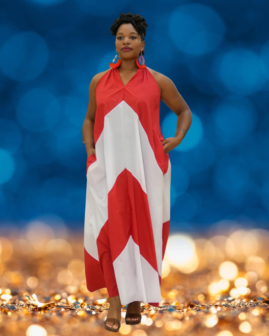 Bold Chevron Maxi Halter Dress