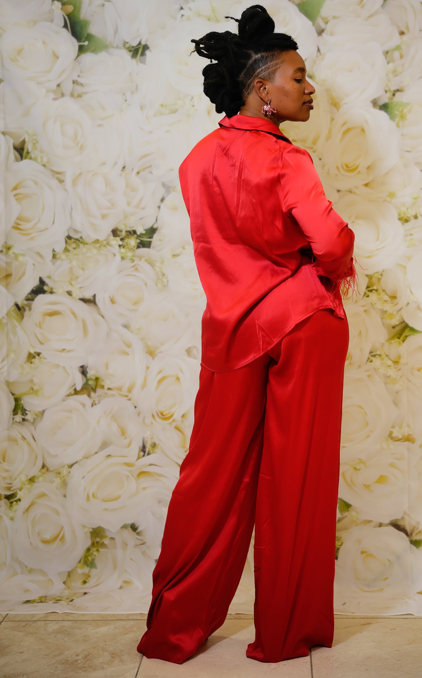 Satin Wide-Leg Pant Set